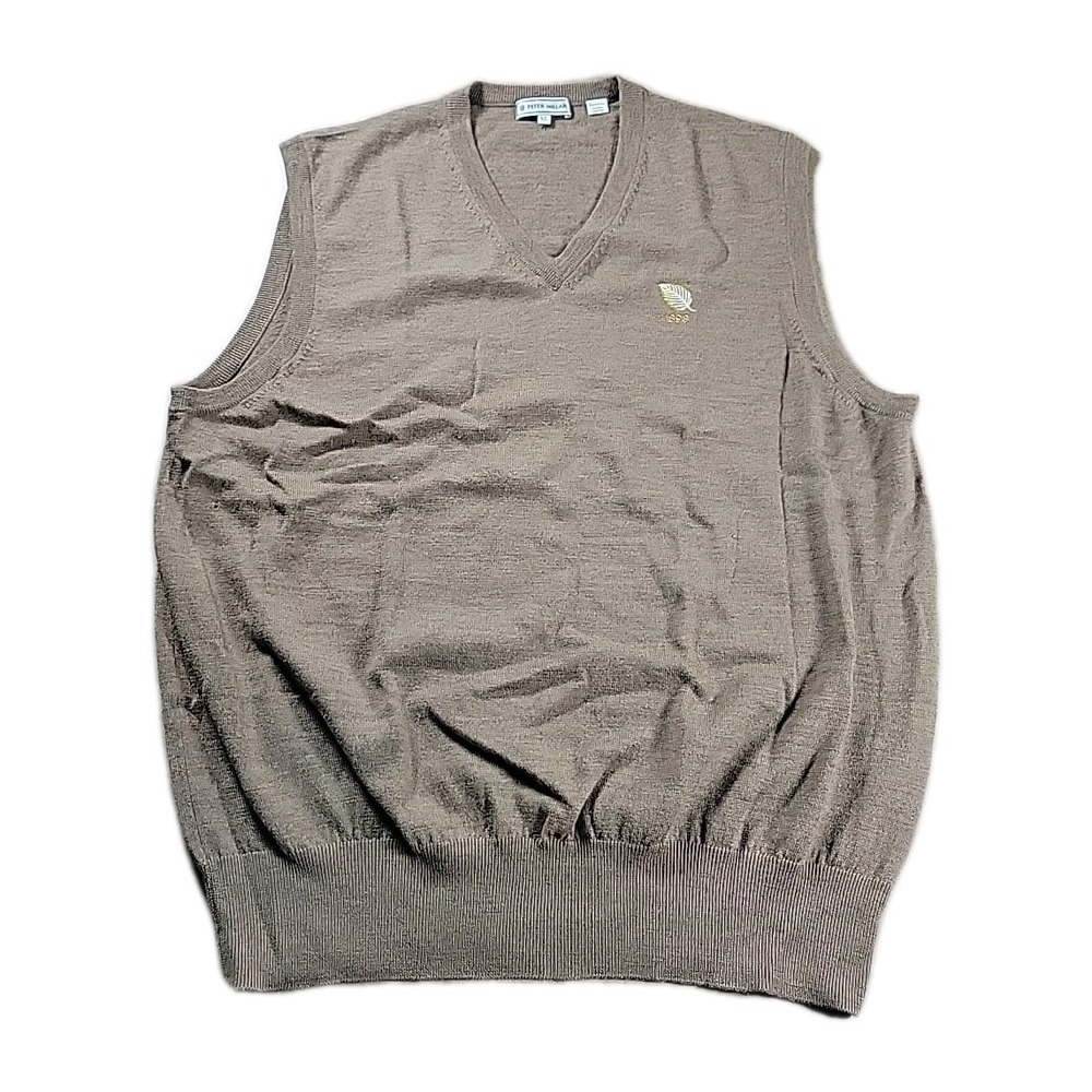 Peter Millar Men's Brown Sweater Vest Extra Fine Italian Merino Wool Size XL‎